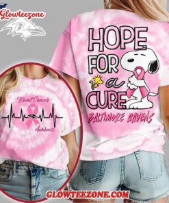Baltimore Ravens 2025 Nfl Breast Cancer Awareness Snoopy Hope For A Cure All Over Print Shirt