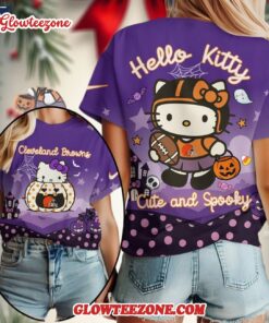 Cleveland Browns Nfl Hello Kitty Cute And Spooky Halloween 2025 Unisex 3d Shirt