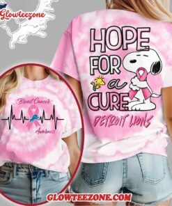 Detroit Lions 2025 Nfl Breast Cancer Awareness Snoopy Hope For A Cure All Over Print Shirt