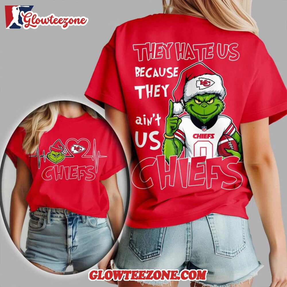 Kansas City Chiefs 2025 Nfl Christmas Grinch They Hate Us All Over Print Shirt