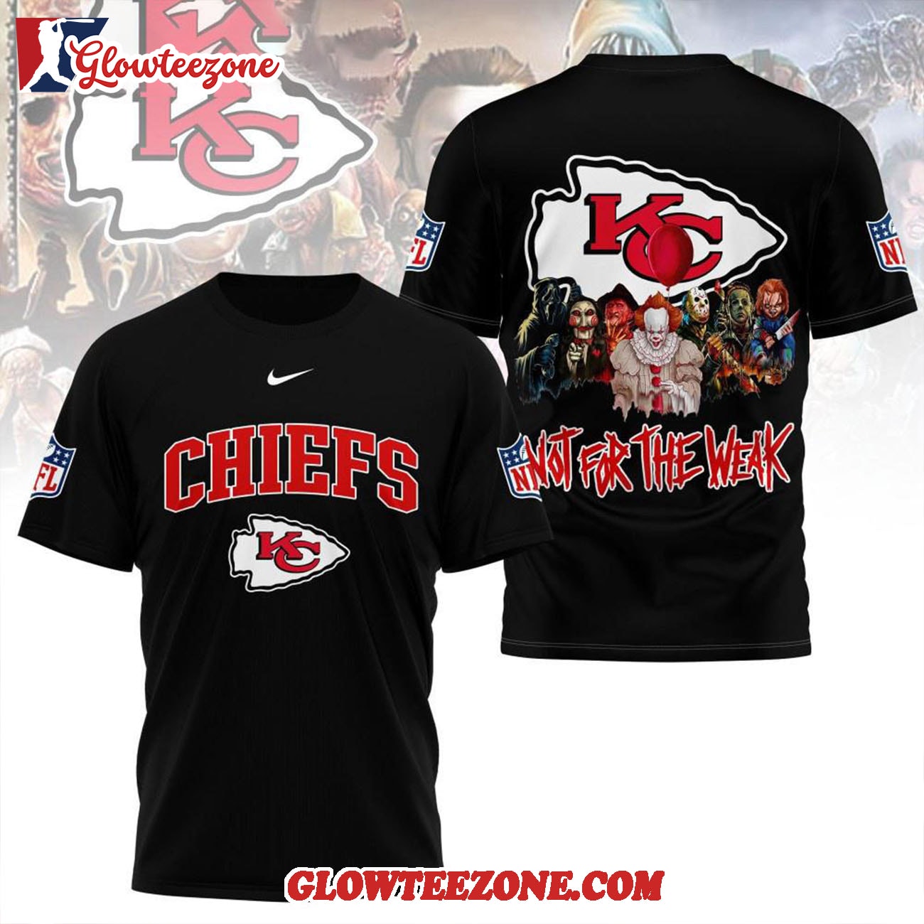Kansas City Chiefs 2025 Nfl Not For The Weak Halloween All Over Print Shirt Kansas City Chiefs 2025 Nfl Not For The Weak Halloween All Over Print Shirt