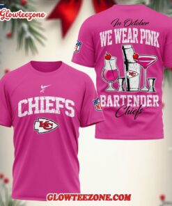 Kansas City Chiefs Nfl Bartender October Breast Cancer Awareness Unisex 3d Shirt
