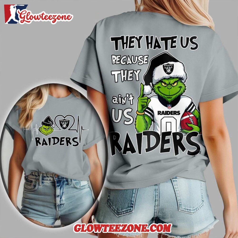 Las Vegas Raiders 2025 Nfl Christmas Grinch They Hate Us All Over Print Shirt