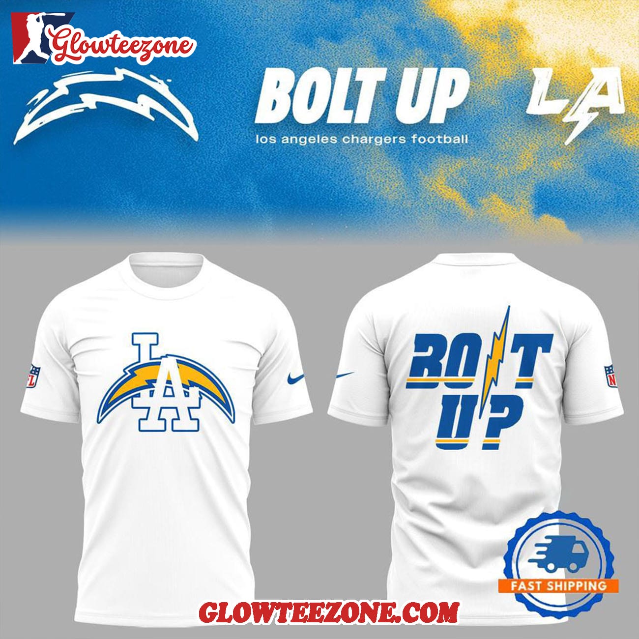 Los Angeles Chargers Bolt Up Shirt 2025 White Hoodie Shirt Los Angeles Chargers Bolt Up Shirt 2025 White Hoodie Shirt