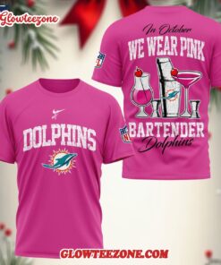 Miami Dolphins Nfl Bartender October Breast Cancer Awareness Unisex 3d Shirt