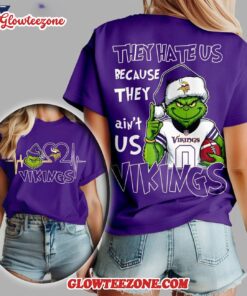 Minnesota Vikings 2025 Nfl Christmas Grinch They Hate Us All Over Print Shirt