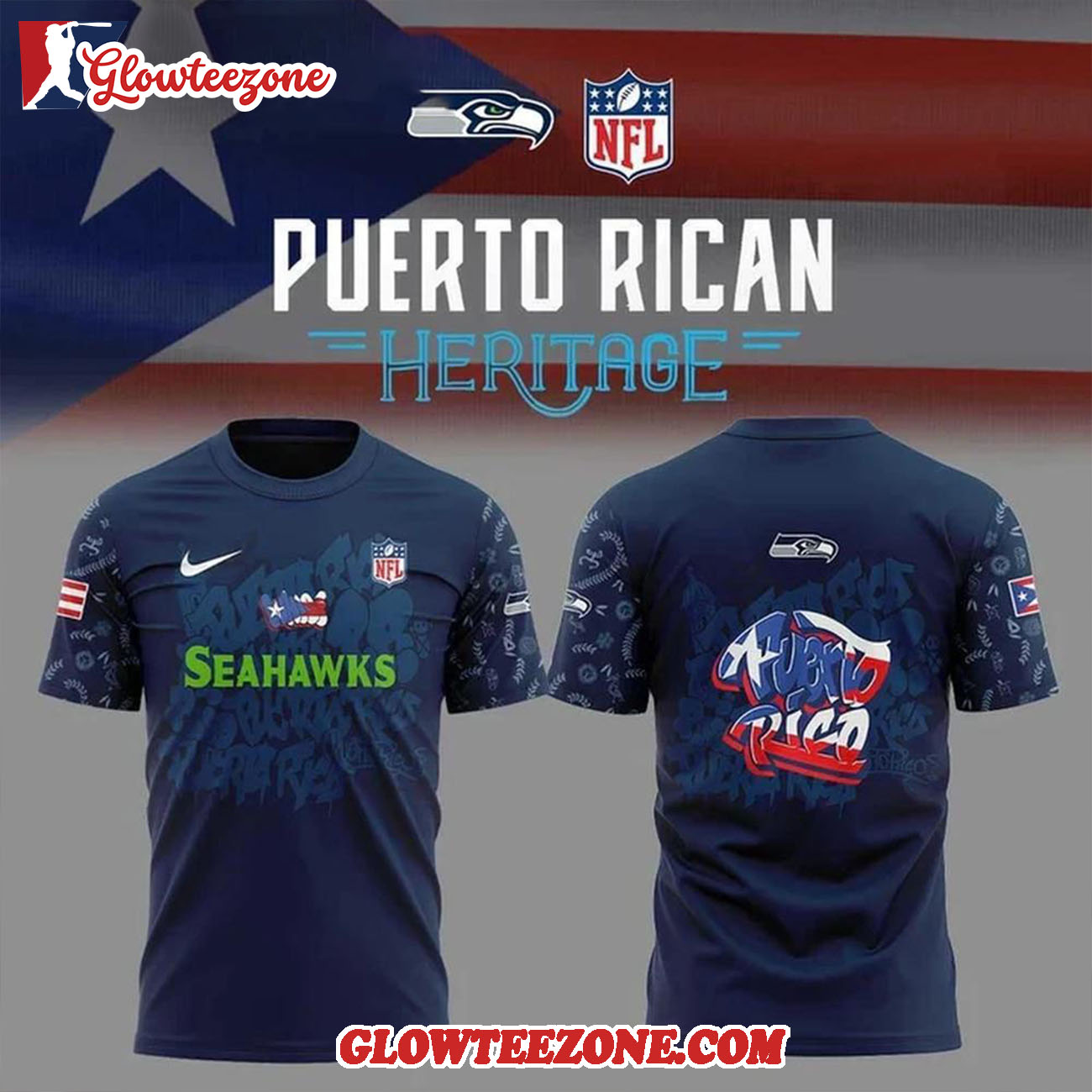 Seattle Seahawks 2025 Nfl Puerto Rican Heritage T Shirt Seattle Seahawks 2025 Nfl Puerto Rican Heritage T Shirt