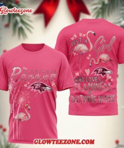 Baltimore Ravens Nfl Just A Girl Who Loves Flamingo 3d Shirt 2