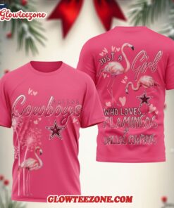 Dallas Cowboys Nfl Just A Girl Who Loves Flamingo 3d Shirt 2