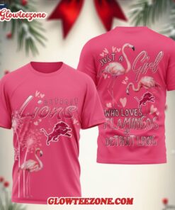 Detroit Lions Nfl Just A Girl Who Loves Flamingo 3d Shirt 2