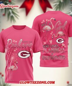 Green Bay Packers Nfl Just A Girl Who Loves Flamingo 3d Shirt 2