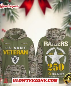 Las Vegas Raiders Nfl X Us Army Veteran 250th Birthday 2025 Camo Custom Hoodies Joggers Set 1