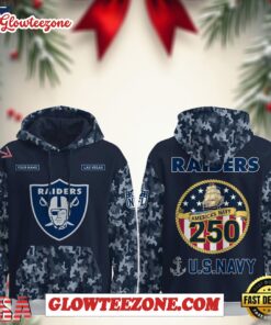 Las Vegas Raiders Nfl X Us Navy Veteran 250th Birthday 2025 Camo Custom Name Hoodies Joggers Set 1