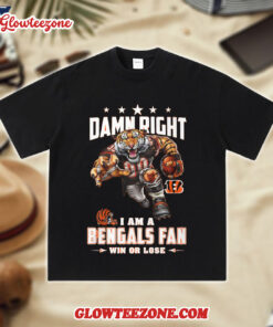 NFL Mascot Damn Right I Am A Cincinnati Bengals Fan Win Or Lose Shirt
