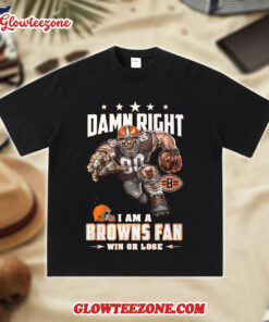 NFL Mascot Damn Right I Am A Cleveland Browns Fan Win Or Lose Shirt
